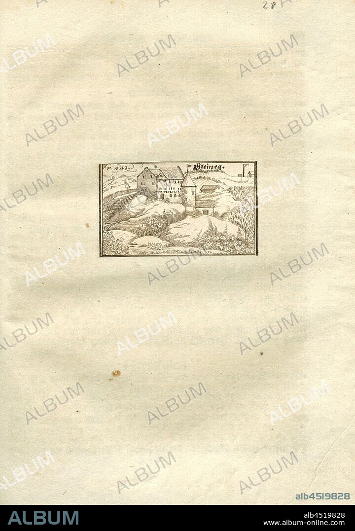 Steineger, Castle Steinegg near Nussbaumen, p., 443, to p. 442, p. 509, 1742, Hans Heinrich Bluntschli: Memorabilia Tigurina, oder Merkwürdigkeiten der Stadt und Landschaft Zürich. Dritte vermehrte Auflage. Zürich: Heidegger und Companie, 1742.