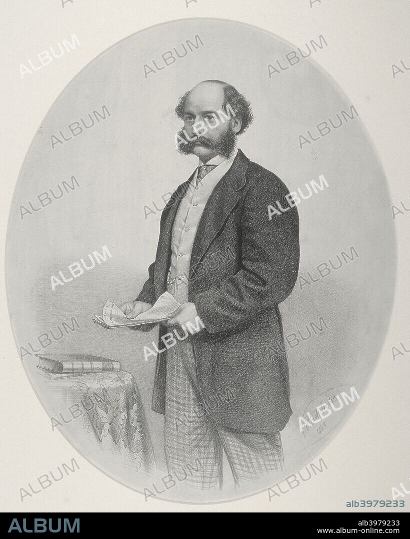 'Sir Joseph W Bazalgette', 1863. Portrait of the famous civil engineer Joseph Bazalgette who designed the London sewage system, completed in 1875, and the Thames Embankment. He has a moustache and abundant side-whiskers, and is shown holding papers relating to the Thames Embankment.