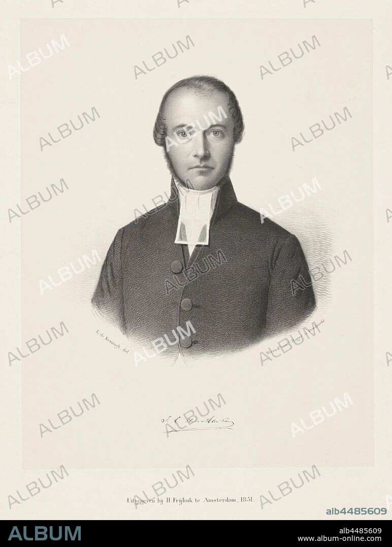 Portrait of Jacob Cornelis van Marken, Under the portrait the signature of the portrayed, historical persons ((full) bust portrait), Leonard de Koningh (mentioned on object), 1851, paper, h 510 mm × w 370 mm.