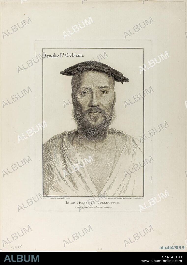 Brooke Lord Cobham. Francesco Bartolozzi (Italian, 1727-1815); after Hans Holbein the younger (German, 1497-1543). Date: 1796. Dimensions: 285 x 195 mm (image); 329 x 226 mm (plate); 478 x 354 mm (sheet). Stipple engraving on ivory wove paper. Origin: Italy.