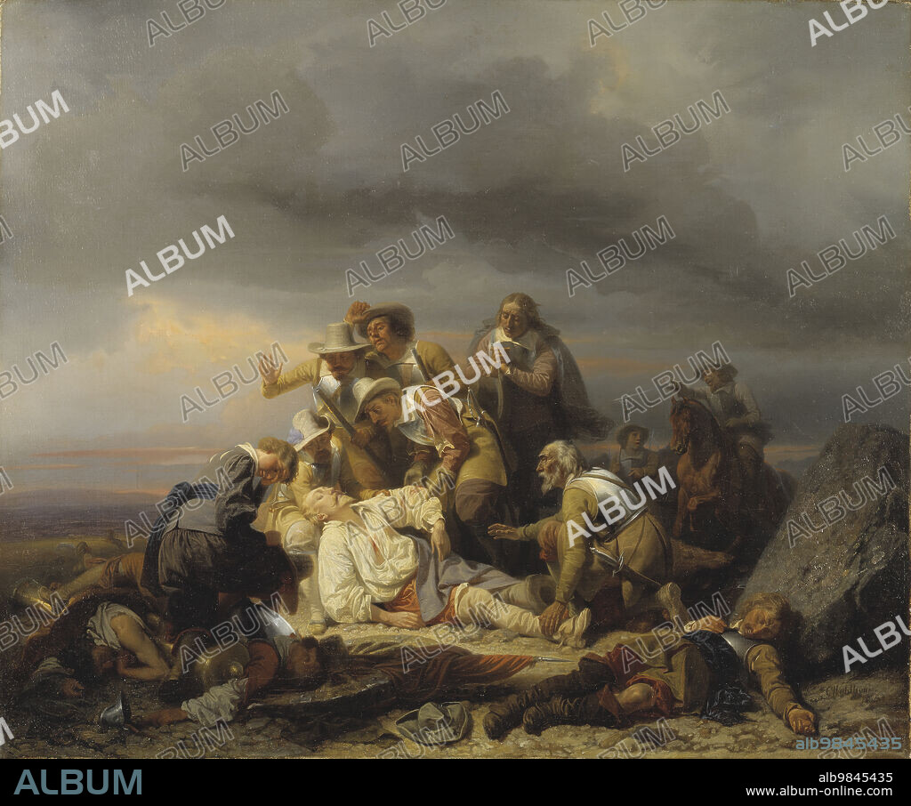 CARL WAHLBOM. Finding the Body of King Gustav II Adolf of Sweden after the Battle of Lütze, 1855.