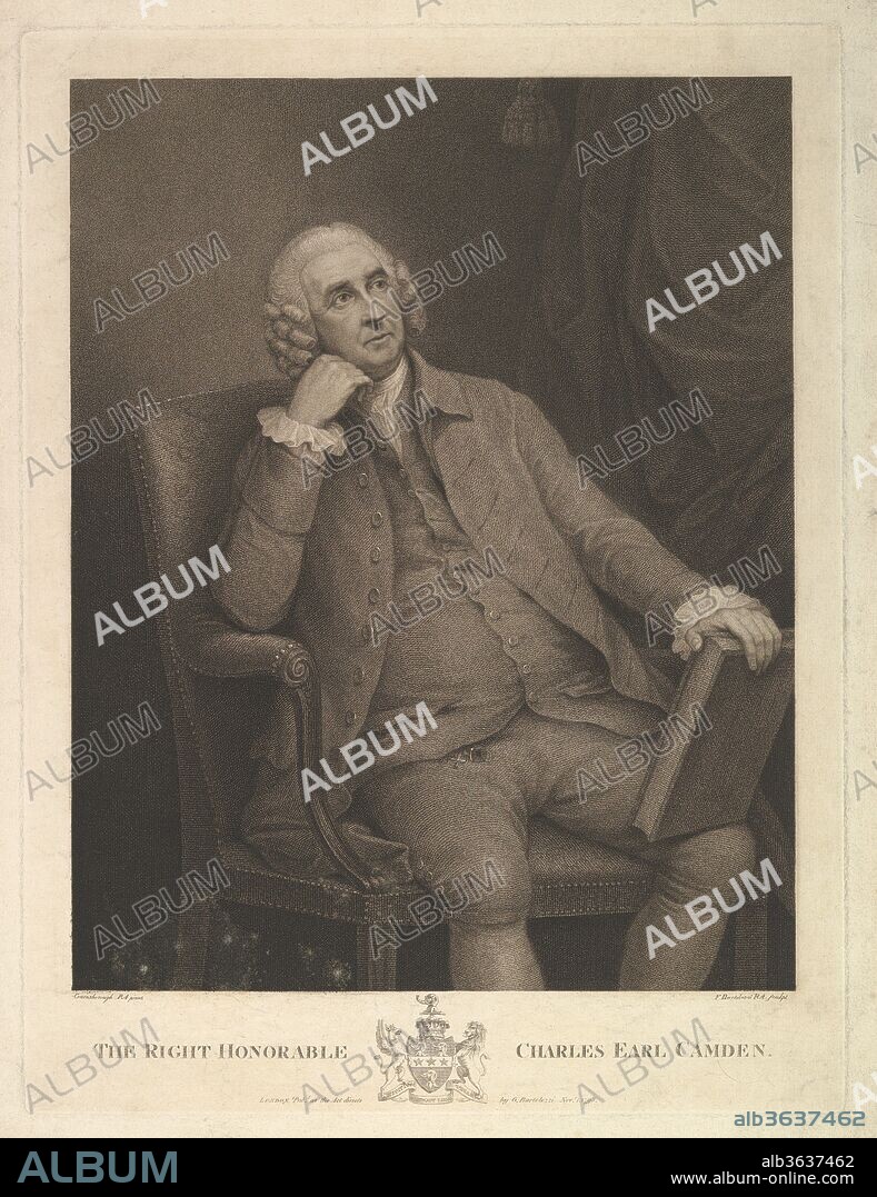 The Right Honorable Charles Pratt, 1st Earl Camden, Lord Chancellor. Artist: Francesco Bartolozzi (Italian, Florence 1728-1815 Lisbon); After Thomas Gainsborough (British, Sudbury 1727-1788 London). Dimensions: sheet: 23 11/16 x 17 3/4 in. (60.1 x 45.1 cm)
plate: 20 3/16 x 15 3/16 in. (51.2 x 38.5 cm). Sitter: Portrait of Charles Pratt, 1st Earl Camden (British, 1759-1794). Date: 1795.