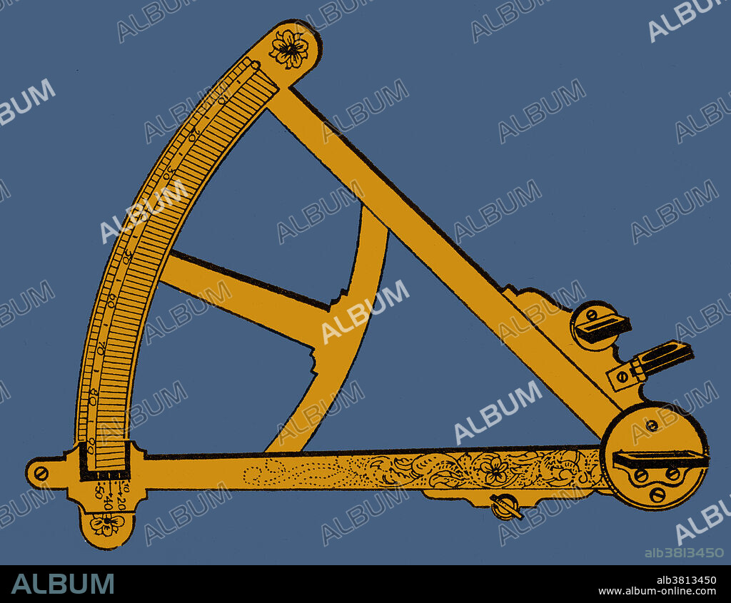 A sextant is an instrument used to measure the angle between any two visible objects. Its primary use is to determine the angle between a celestial object and the horizon which is known as the object's altitude. Making this measurement is known as sighting the object, shooting the object, or taking a sight and it is an essential part of celestial navigation. The angle, and the time when it was measured, can be used to calculate a position line on a nautical or aeronautical chart. Common uses of the sextant include sighting the sun at solar noon and sighting Polaris at night, to find one's latitude (in northern latitudes). A sextant can also be held horizontally to measure the angle between any two landmarks which allows for calculation of a position on a chart.