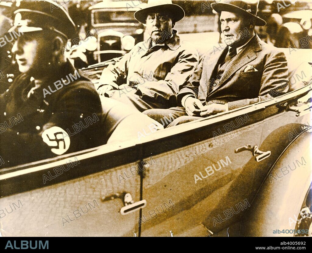 Hermann Göring and Gregor Strasser, senior Nazis, Germany, 1930s. A decorated World War I fighter ace who flew with Baron Manfred von Richthofen's squadron, Göring (1893-1946) (right) joined the Nazi party in 1922. The following year he was involved in the Munich Beer Hall Putsch alongside Adolf Hitler. After the Nazis came to power in 1933, Göring became one of the new regime's leading figures. He commanded the Gestapo until 1934, when he handed its command over to Heinrich Himmler, and from 1935 onwards was commander of the Luftwaffe, the German air force. Strasser (1892-1934) (centre) was also a senior figure in the Nazi party in the 1920s and early 1930s. His personal and ideological rivalry with Hitler led to his arrest and assassination by the Berlin Gestapo in the so-called 'Night of the Long Knives', the purge of the party carried out between 30 June and 2 July 1934.