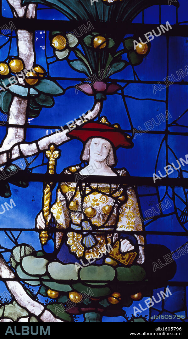 France, Picardie, Beauvais, Church of St. Etienne, The Jesse Tree, stained glass.