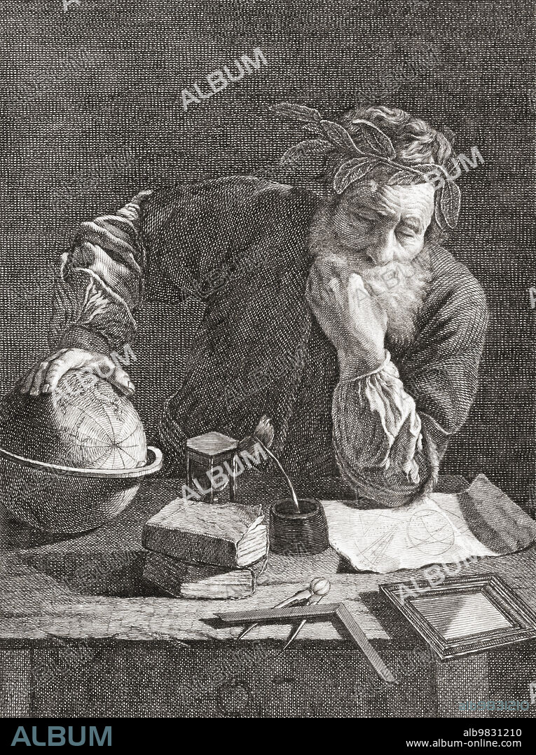 Archimedes of Syracuse, c.287 c.212 BC. Greek mathematician, physicist, engineer, inventor, and astronomer. After an 18th century engraving by an unidentified artist.