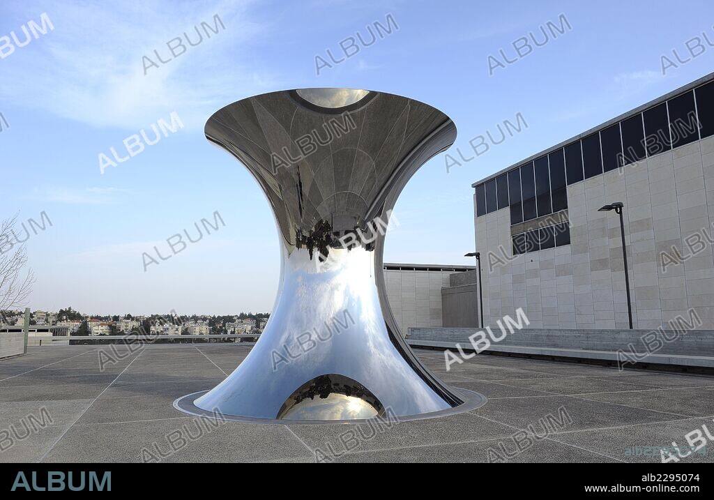 Israel. Jerusalem. Turning the world upside down, 2010, by Anish Kapoor (b.1954). Crown Plaza. Israel Museum.