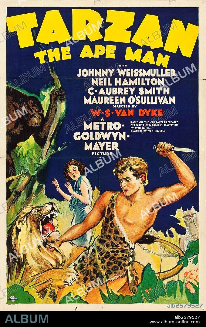 Poster de TARZÁN DE LOS MONOS, 1932 (TARZAN, THE APE MAN), dirigida por W. S. VAN DYKE. Copyright M.G.M.