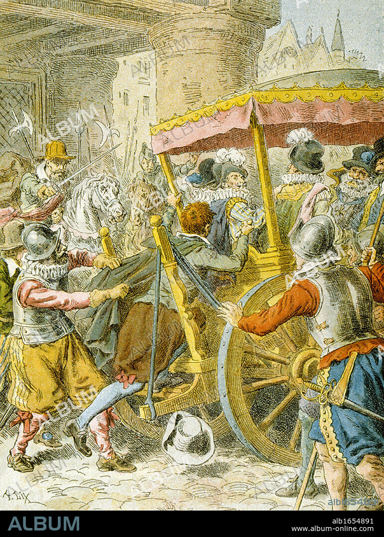 Henry IV, King of France and Navarre (1553-1610) First Bourbon monarch: son of Jeanne d'Albret and husband of Marie de Medici. Assassinated by Roman Catholic fanatic Ravaillac. Late 19th century illustration.