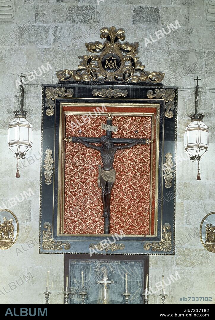 JESÚS DE PERCEVAL. DETALLE DEL SANTO CRISTO DE LA ESCUCHA DE LA CAPILLA DEL SANTO CRISTO DE LA CATEDRAL DE ALMERIA - REPLICA DE 1941.