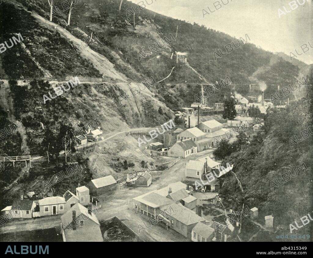 'Long Tunnel Gold Mine, Walhalla', 1901. Long Tunnel Gold Mine was one of the richest and profitable mines of Walhalla. From "Federated Australia". [The Werner Company, London, 1901].