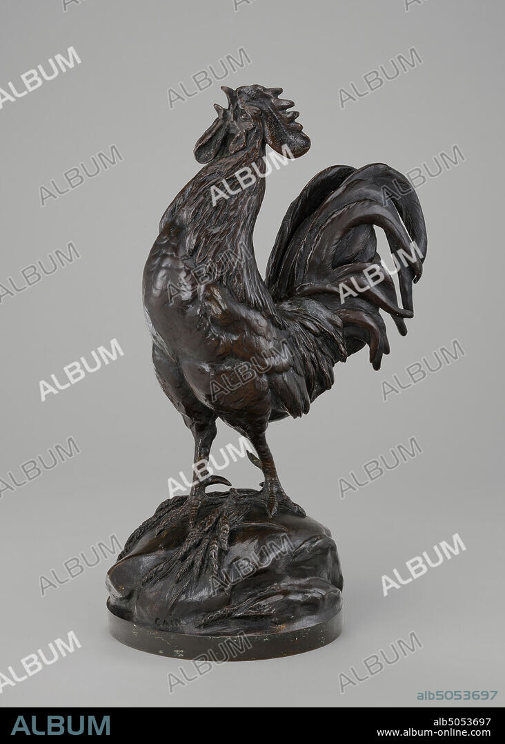 Auguste-Nicolas Cain, (sculptor), French, 1821 - 1894, French Cock Crowing, model c. 1860/1894, cast possibly 1890s/c. 1914, bronze, overall: 30.5 x 13.5 x 29.8 cm (12 x 5 5/16 x 11 3/4 in.).