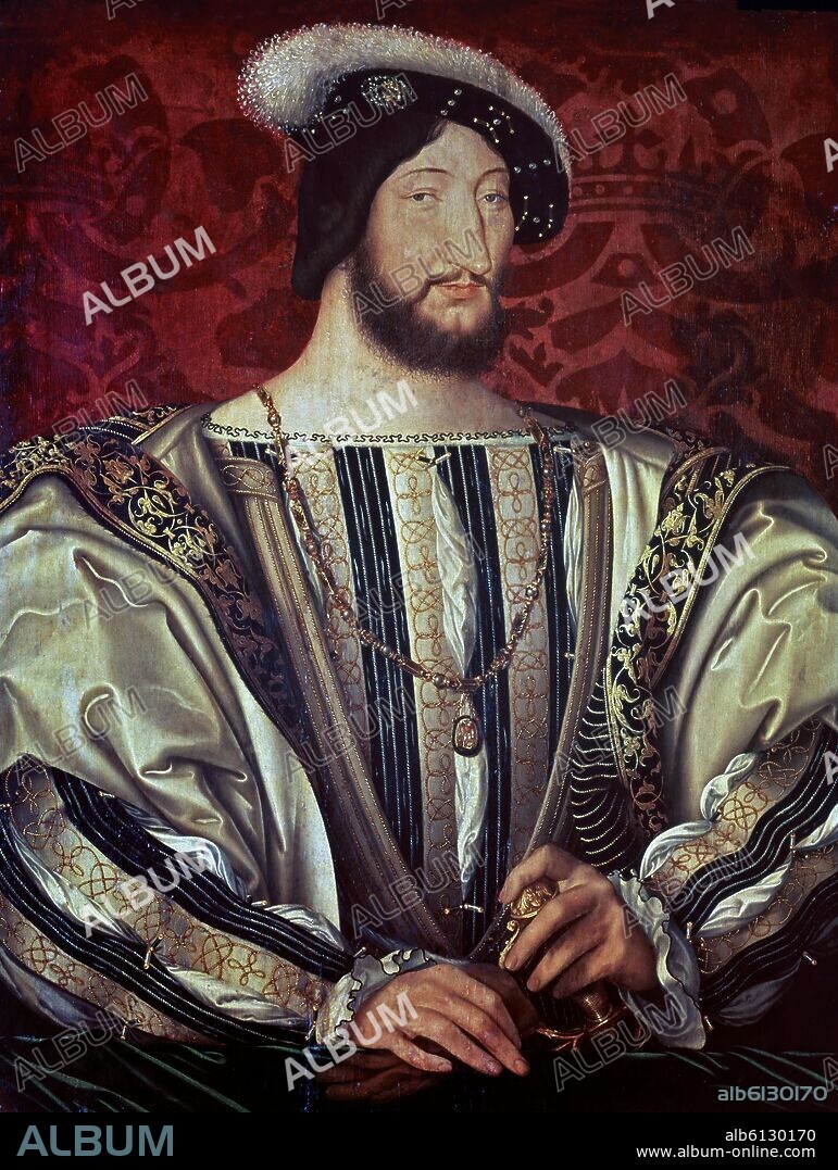 JEAN CLOUET. FRANCISCO I DE FRANCIA (1494-1547) PINTADO HACIA 1525 - OLEO SOBRE TABLA - 96 X 74 CM - RENACIMIENTO FRANCES.