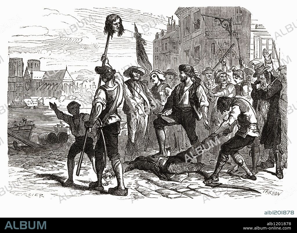Jacques de Flesselles, político francés, muerto en la toma de la Bastilla, el 14 de julio de 1789. Grabado de 1866.