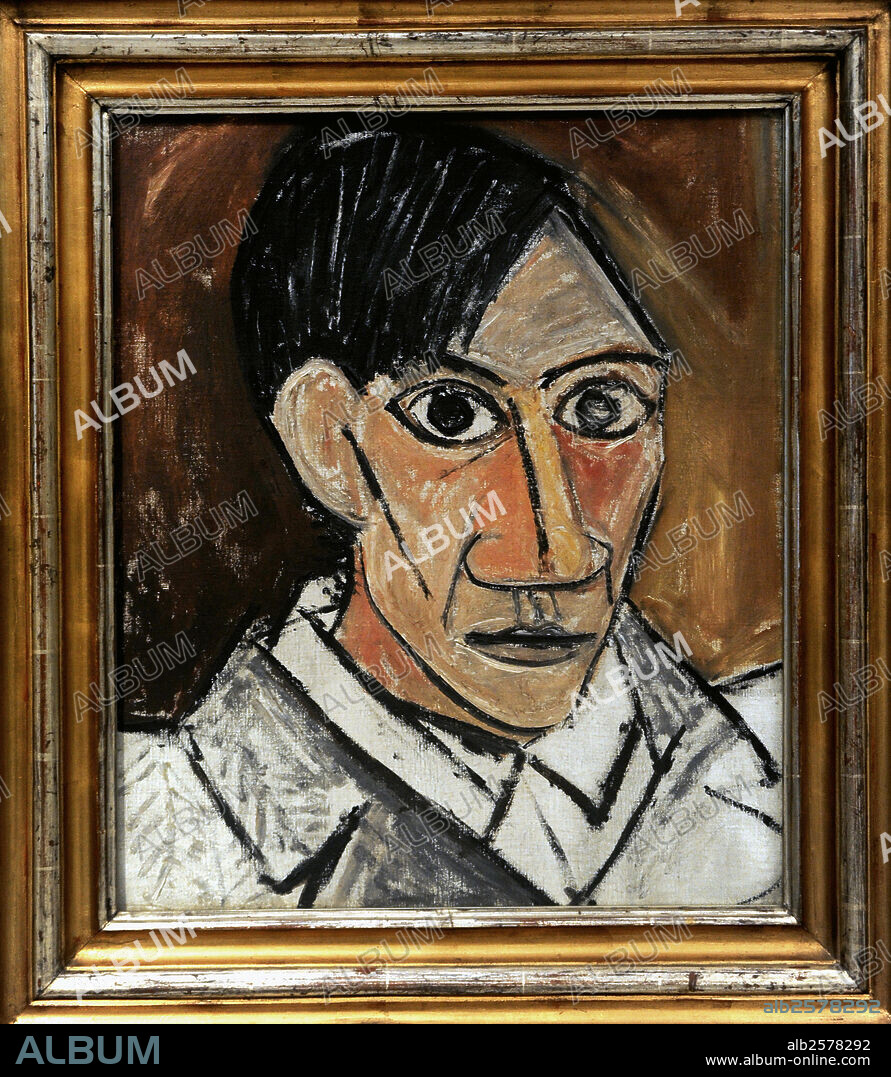 PABLO PICASSO. ARTE S. XX. ESPAÑA. PICASSO, Pablo Ruiz (Málaga,1881-Mougins, Francia,1973). Pintor español, el máximo exponente del arte del S. XX. "AUTORRETRATO",1907. Galería Nacional de Praga. República Checa.