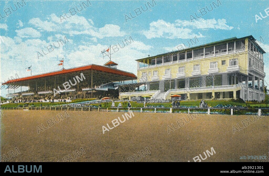 The Race Track at Oriental Park, Havana, Cuba, c1915. Oriental Park Racetrack in Marianao, Havana, Cuba was a thoroughbred horse-racing facility operated during the winter by the Havana-American Jockey Club of Cuba. Founded in 1915, Oriental Park was the only race track in Cuba in the days before Fidel Castro came to power in 1959 [Curt Teich & Co., Chicago, USA].