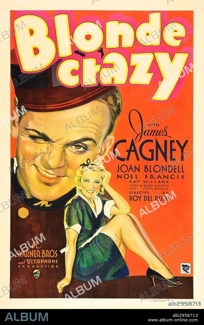 JAMES CAGNEY en GENTE VIVA, 1931 (BLONDE CRAZY), dirigida por ROY DEL RUTH. Copyright WARNER BROTHERS.