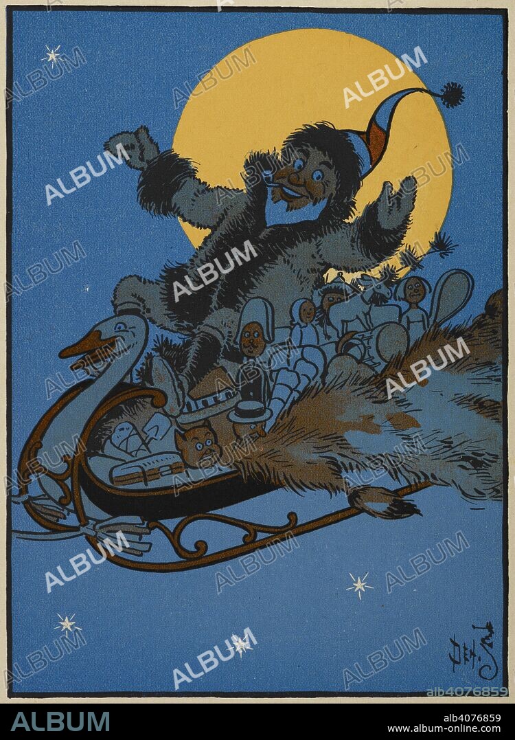 PERCY ALEXANDER LEASON and CLEMENT CLARKE MOORE. St. Nicholas riding in his sleigh, on Christmas eve. [A visit from St. Nicholas.] Denslow's Night before Christmas ... Made into a book and illustrated by W. W. Denslow, etc. London : T. Fisher Unwin, 1902. Source: 12805.w.66. Language: English.
