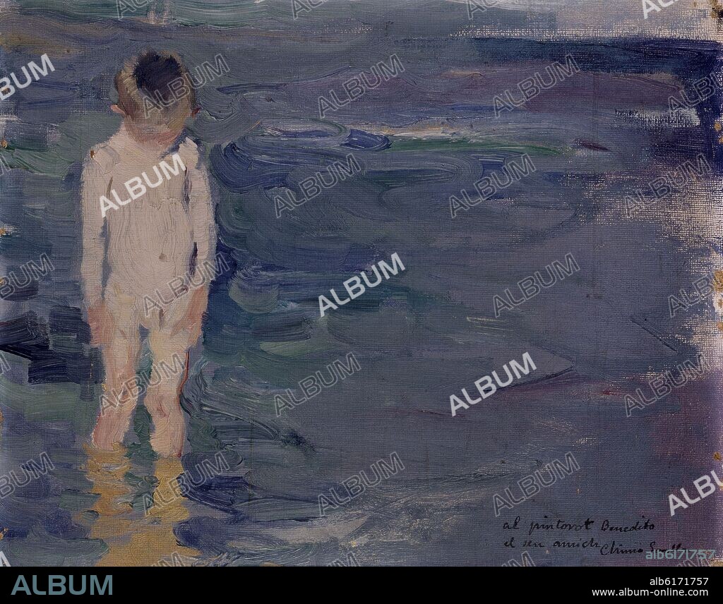 JOAQUIN SOROLLA. PINTURA -(NIÑO A LA ORILLA DEL MAR).