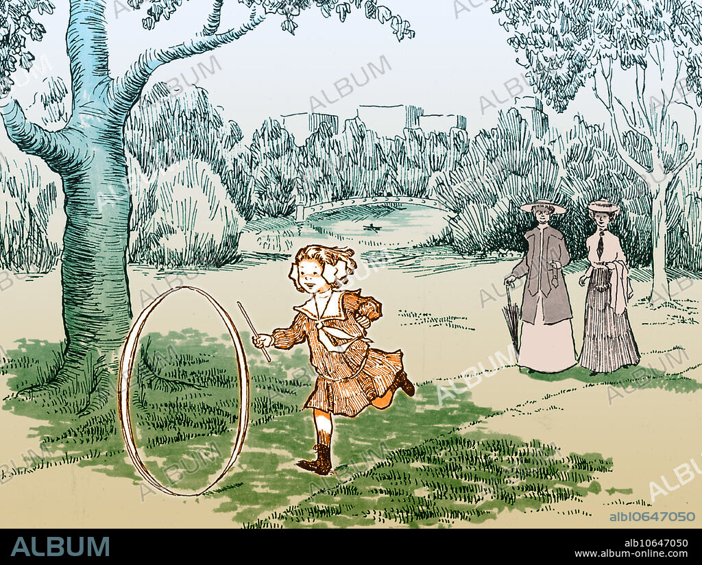 Hoop rolling is both a sport and a child's game in which a large hoop is rolled along the ground, generally by means of an implement wielded by the player. The aim of the game is to keep the hoop upright for long periods of time or to do various tricks.