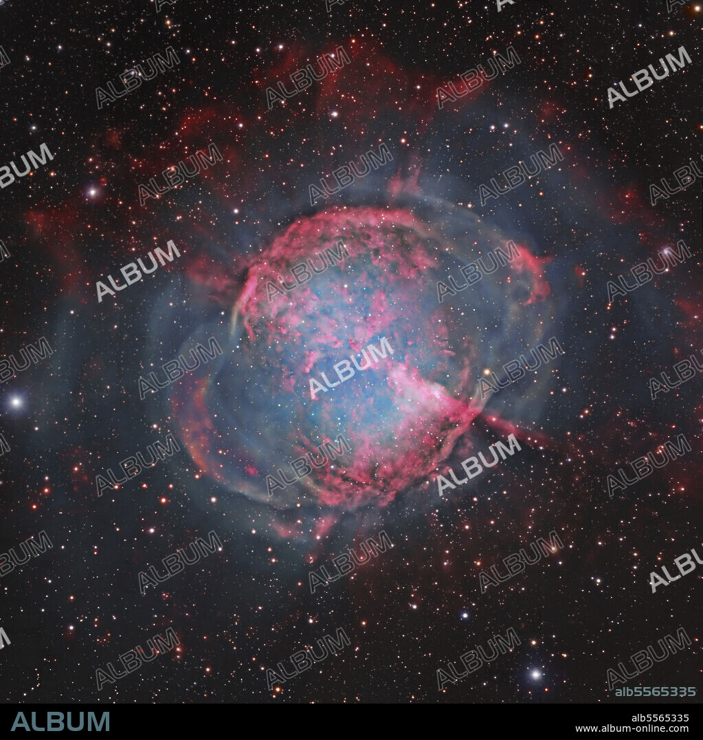 Messier 27, The Dumbbell Nebula, a planetary nebula in Vulpecula.