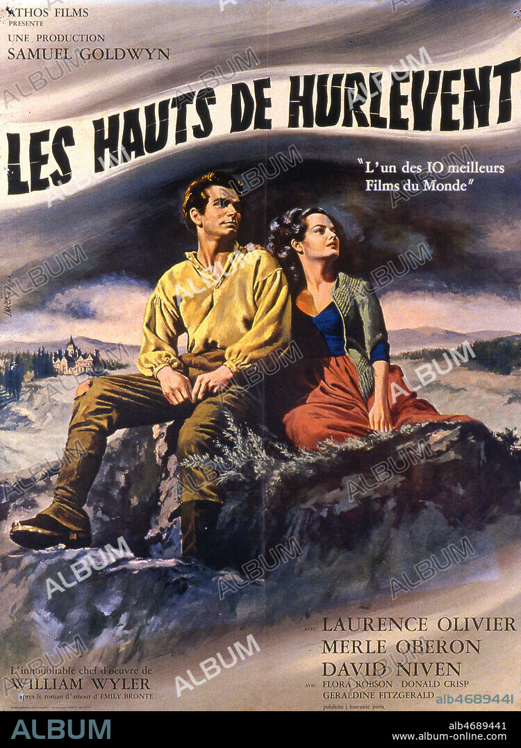 'Les Hauts de Hurlevent' Affiche du film illustree par Jean MASCII (1926-2003) et realise en 1939 par William WYLER (1902-1981) d'apres le roman d'Emilie BRONTE (1818-1848) avec Laurence OLIVIER (1907-1989), Merle OBERON (1911-1979). ADAGP. Credit : Coll. Perron/KHARBINE-TAPABOR.