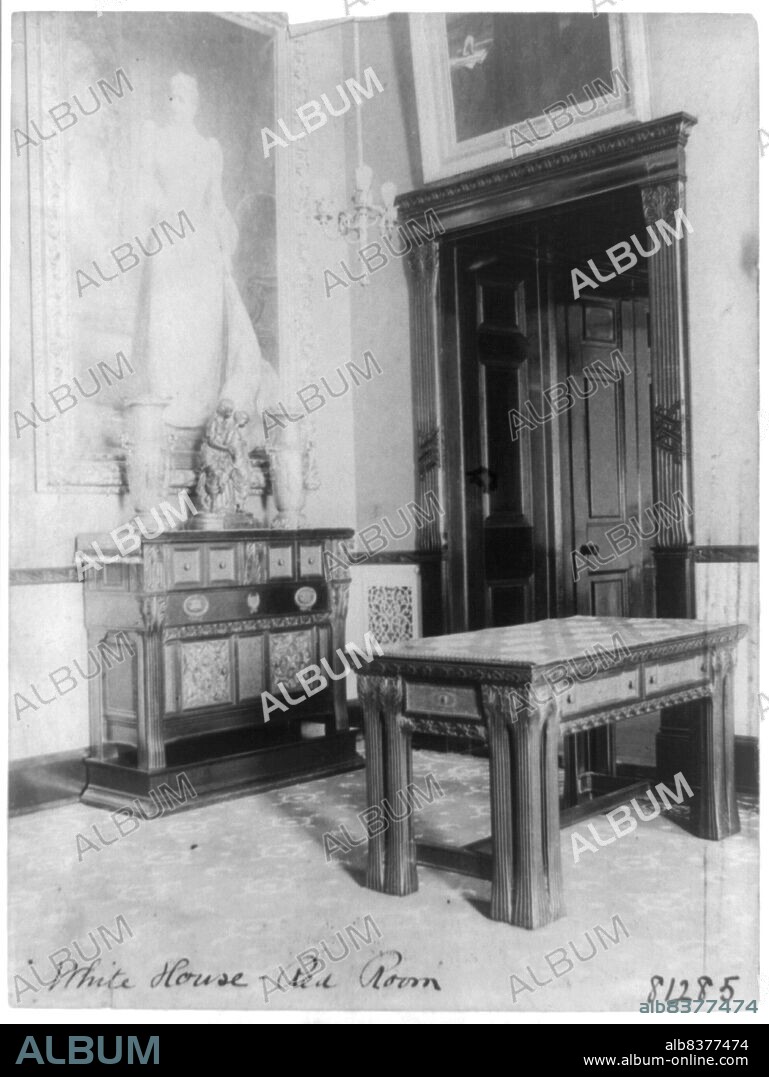 FRANCES BENJAMIN JOHNSTON. Red Room of the White House corner, between 1889 and 1906.