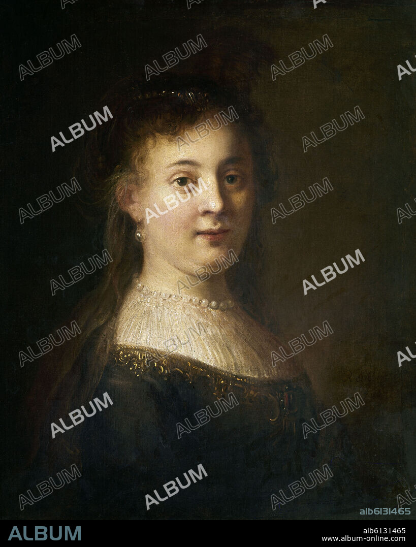 REMBRANDT HARMENSZOON VAN RIJN. 'Retrato de Saskia van Uylenborch', 1634-1699, Óleo sobre lienzo, 91 x 80,4 cm.