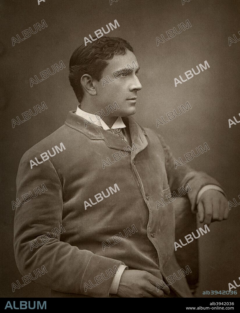 Maurice Barrymore, British actor, 1886. A photograph from The Theatre, A Monthly Review, Volume VII, January to June, 1886, edited by Clement Scott, Carson & Comerford, London, 1886.