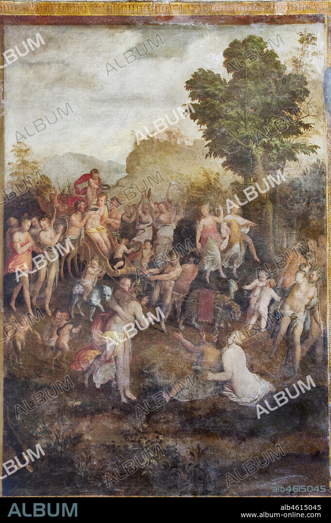 Ferrara, Castello Estense (the Estense Castle), also known as Castle of St. Michael, Camerino dei Baccanali, wanted by Alfonso d'Este : "The triumph of Arianna", fresco by Ludovico Settevecchi.