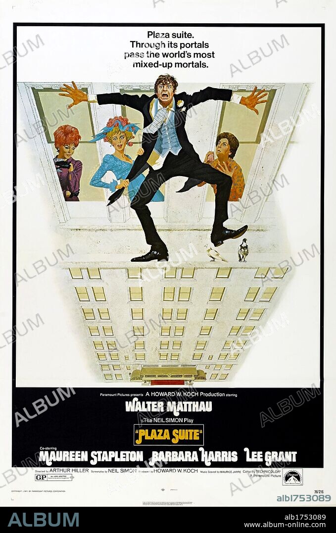Plakat zu PLAZA SUITE, 1971, unter der Regie von ARTHUR HILLER. Copyright PARAMOUNT PICTURES.
