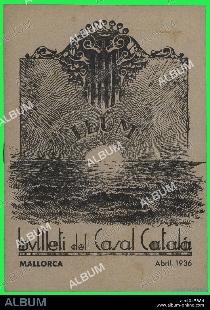 Portada de la revista Llum,  Butlletí del Casal Catalá, editado en Palma de Mallorca, abril de 1936.