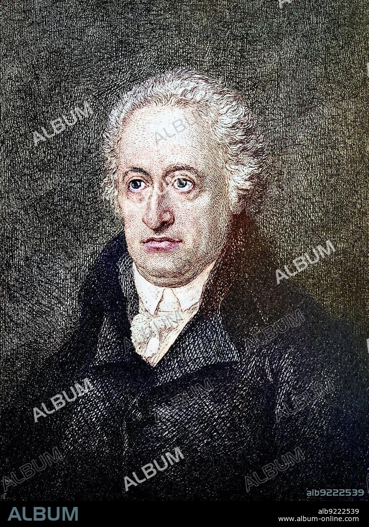 Johann Wolfgang Goethe, from 1782 von Goethe, 28 August 1749, 22 March 1832, was a German poet and naturalist, Johann Wolfgang von Goethe, here at the age of 57, digital reproduction of a 19th century original, original date not known.