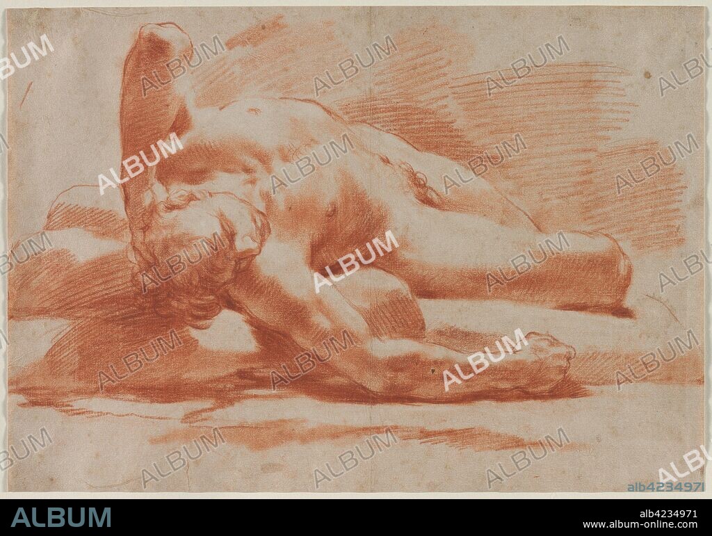 Reclining Male Nude, second half 18th century. Gaetano Gandolfi (Italian, 1734-1802). Red chalk (stumped); sheet: 26.5 x 38.2 cm (10 7/16 x 15 1/16 in.).