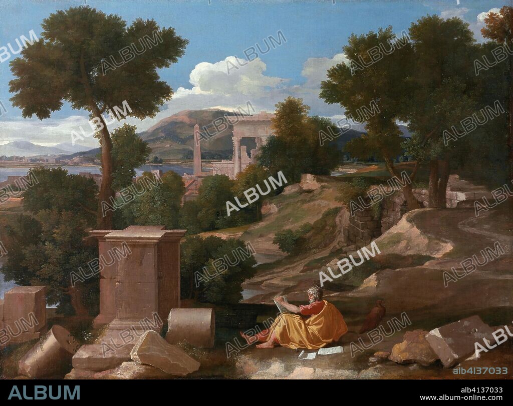Landscape with Saint John on Patmos. Nicolas Poussin; French, 1594-1665. Date: 1640. Dimensions: 100.3 × 136.4 cm (39 1/2 × 53 5/8 in.). Oil on canvas. Origin: France.