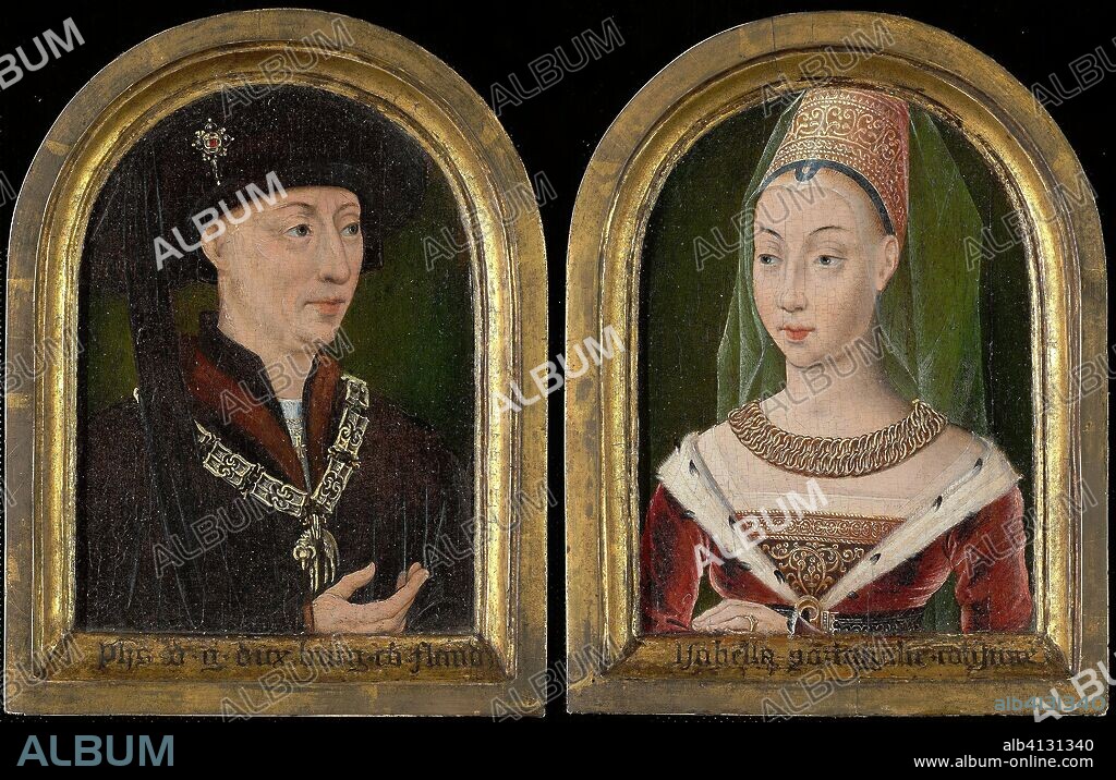 Philip the Good, Duke of Burgundy; Isabelle of Bourbon (?). Flemish. Date: 1500-1550. Dimensions: Each Frame: 21 × 16.2 cm (8 5/16 × 6 3/8 in.); image: 16.5 × 12 cm (6 1/2 × 4 11/16 in.). Oil on panel. Origin: Flemish.