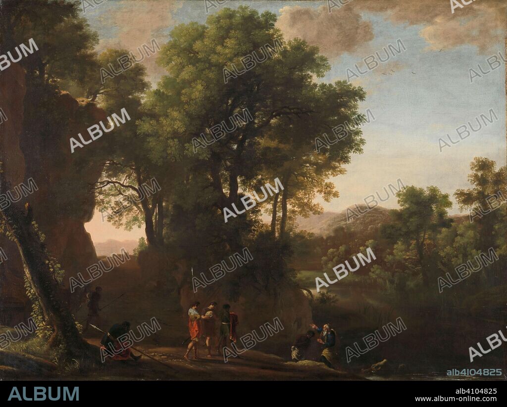 HERMAN VAN SWANEVELT (MENTIONED ON OBJECT). Landscape with the baptism of the eunuch. Dating: 1630 - 1639. Place: Rome. Measurements: h 98.1 cm × w 130.2 cm × t 3.7 cm; d 7.1 cm.