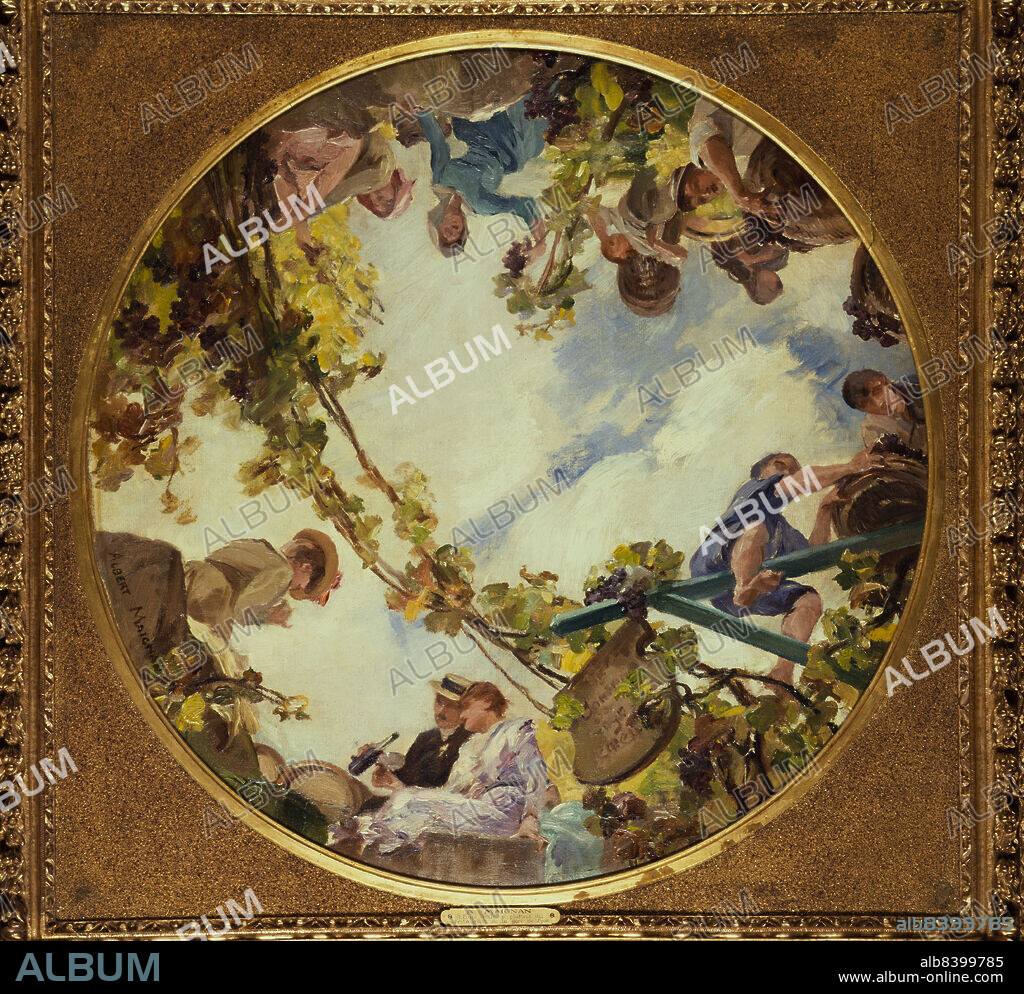 ALBERT MAIGNAN. Vendanges en Bourgogne. Esquisse pour le plafond du Buffet de la gare de Lyon (restaurant le Train Bleu), c1900.