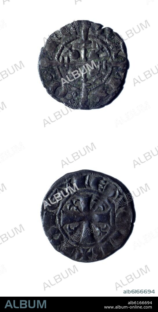 MONEDAS DE 1 DINERO-ANVERSOS-EPOCA DE FERNANDO III-AÑO 1199-1252.