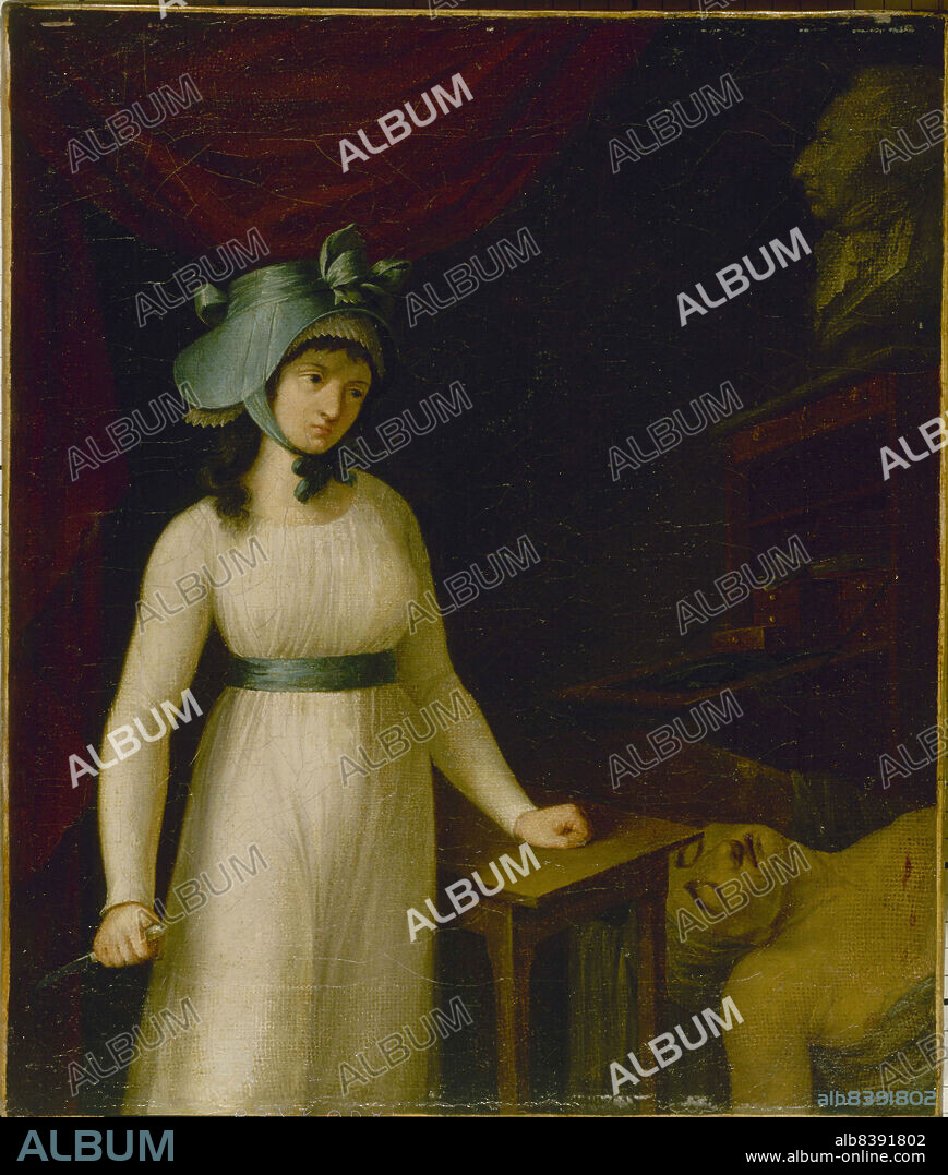 Portrait of Charlotte Corday (1768-1793) in the moment after she assassinated Marat, c1793.