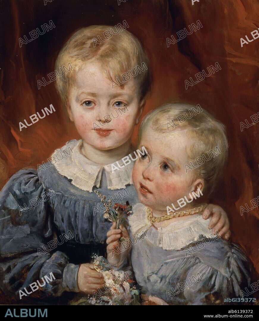 NIÑOS CON FLORES - LOS HERMANOS - SIGLO XIX.
