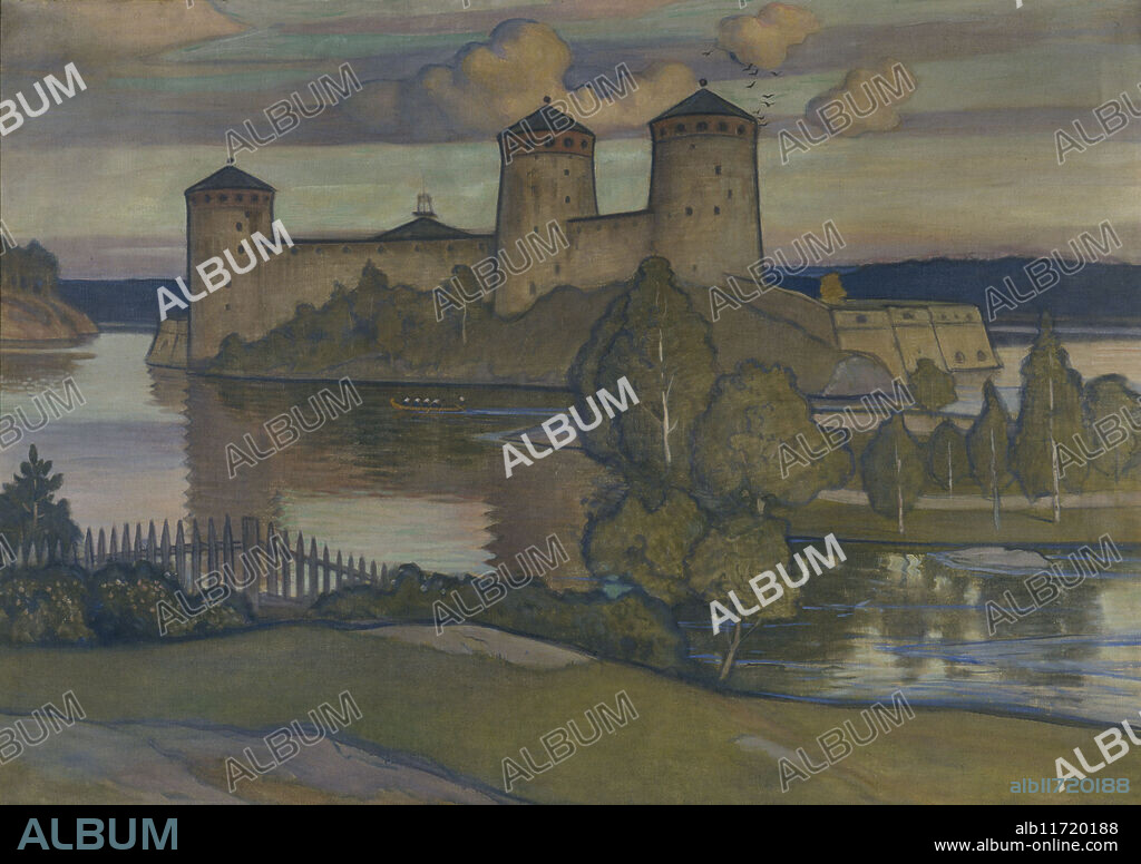 VÄINÖ BLOMSTEDT. Olavinlinna, 1900. St Olaf's Castle is a 15th-century three-tower castle in Savonlinna, Finland. It is the northernmost medieval stone fortress still standing.