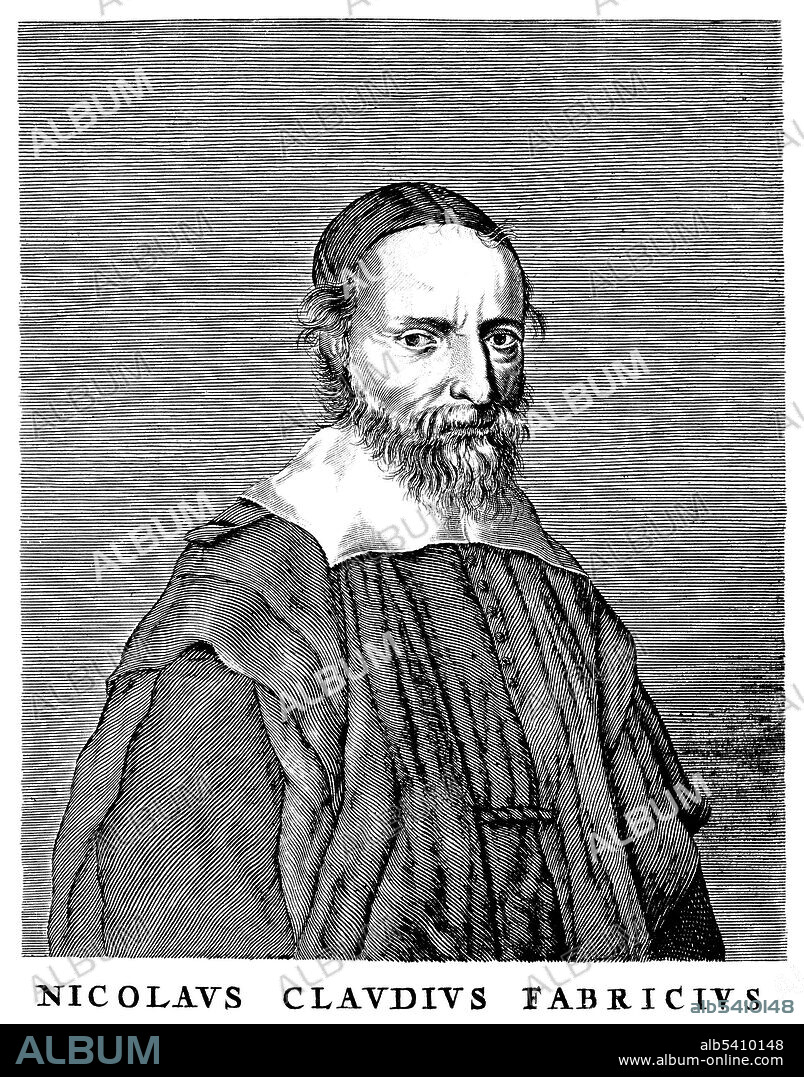 Nicolas-Claude Fabri de Peiresc (December 1, 1580 - June 24, 1637) was a French astronomer and antiquary, who maintained a wide correspondence with scientists, and was a successful organizer of scientific inquiry. The first discovery of the diffuse nebulous nature of the Orion Nebula is generally credited to him when he made a record of observing it on November 26, 1610. He became a patron of science and art, studied fossils, and supported the astronomer Pierre Gassendi from 1634 to 1637. He was also a noted politician in his home region, and a tireless letter writer (10,000 of his letters survive). He wrote letters to Galileo, Gassendi and Tommaso Campanella, whom he defended when they were arrested by the Inquisition, the brothers Dupuy, and de Richelieu, to name a few. He is remembered for his research in the determination of the difference in longitude of various locations in Europe, around the Mediterranean, and in North Africa. He owned over 18,000 coins and medals, and was also an archeologist, amateur artist, historian, Egyptologist, botanist, zoologist, physiologist, geographer, and ecologist. He died in 1637 at the age of 56. Line engraving after Claude Mellan, undated.