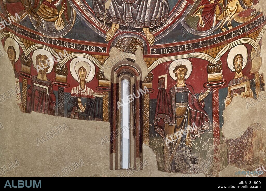 MAESTRO DE TAHULL (SIGLO XII). ABSIDE DE SAN CLEMENTE DE TAHULL-DETALLE DE LA PARTE INFERIOR-APOSTOLES - SIGLO XII - ROMANICO CATALAN.