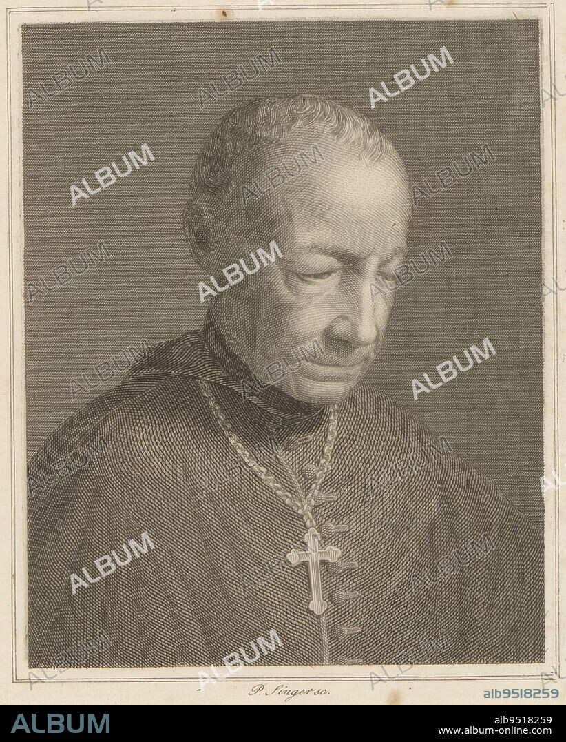 Portrait of Georg Michael Wittmann, P. Singer, 1800 - 1899, print maker: P. Singer, (mentioned on object), printer: Minsinger, (mentioned on object), München, 1800 - 1899, paper, steel engraving, h 147 mm - w 104 mm.