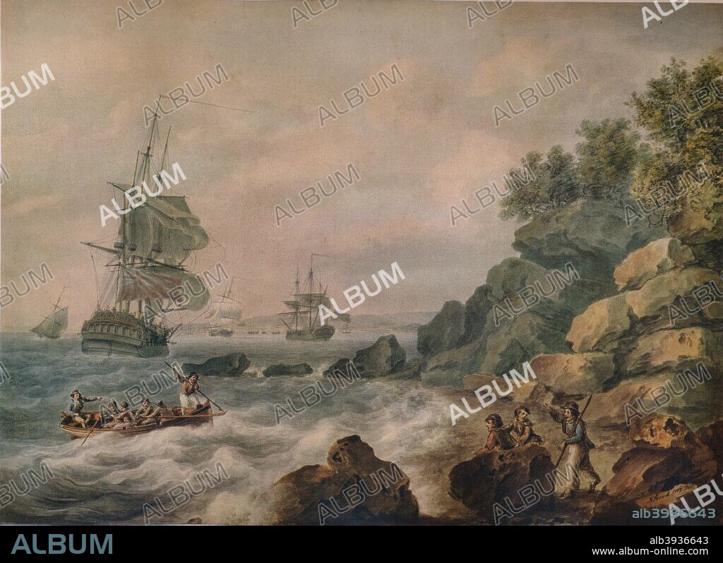 'In the Bristol Channel', 1787. Painting held at the Government Art Collection, London. From A Catalogue of the Pictures and Drawings in the collection of Frederick John Nettleford Volume III. - I to S, by C. Reginald Grundy and F. Gordon Roe. [Bemrose and Sons Ltd., London & Derby, 1937].