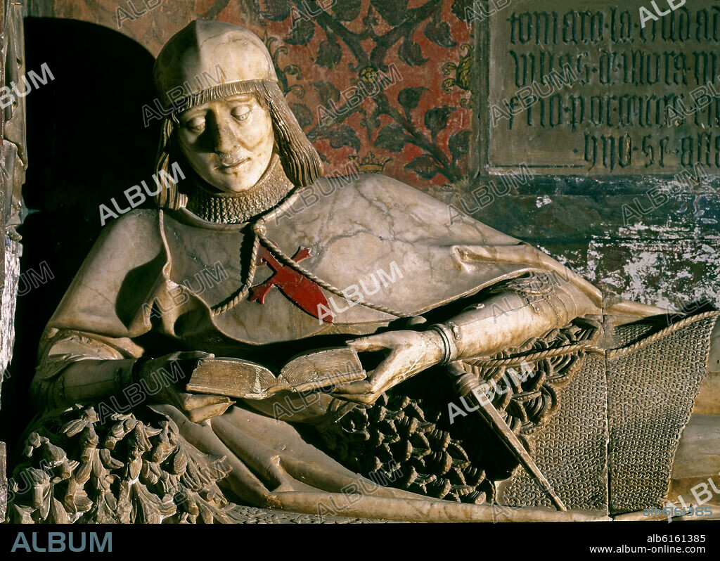 SEBASTIAN ALMONACID (1460-1526) ATRIBUIDA. CAPILLA DE LOS ARCE - SEPULCRO DEL DONCEL DON MARTIN VAZQUEZ DE ARCE - SIGLO XV - DETALLE - ESCULTURA GOTICA.