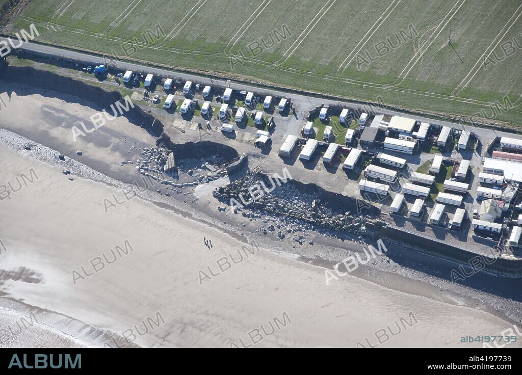 Collapse of sea wall defences at Ulrome Sands, East Riding of Yorkshire, 2014.
