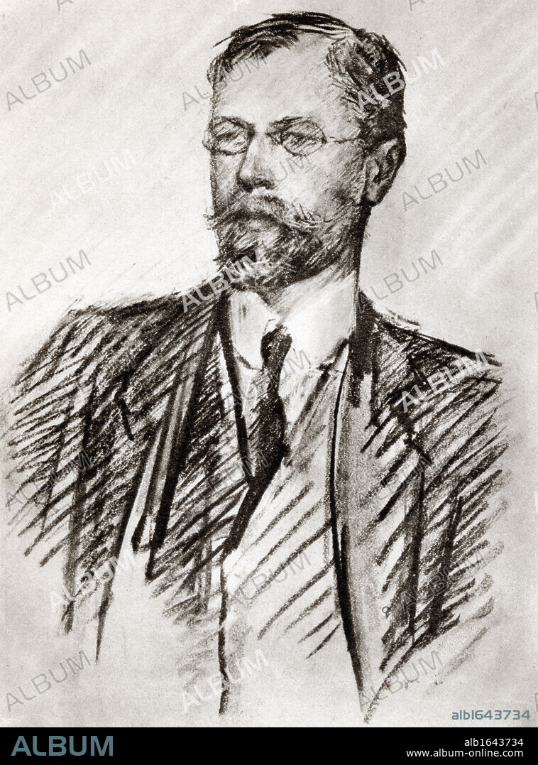 Axel Martin Fredrik Munthe 1857 to 1949 Swedish physician and psychiatrist Frontspiece after a pastel by Countess Feo Gleichen from the book The Story of San Michele by Axel Munthe published 1932.