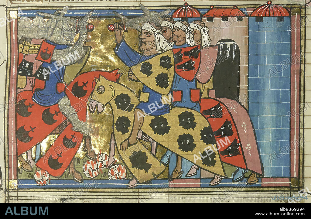 MAÎTRE DE FAUVEL. The Battle of Xerigordos in 1096 (From "Li rommans de Godefroy de Buillon et de Salehadin").